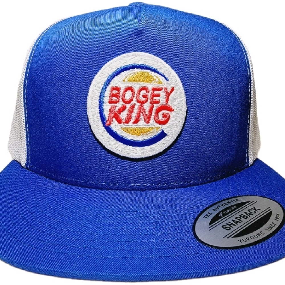 Bogey King Golf Golfer Mesh Snapback Flat Bill Embroidered Patch Hat Cap